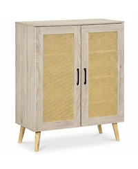 Slickblue Rattan Shoe Storage Cabinet 5-Tier with Adjustable Interior Shelves