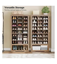 Slickblue 9-Tier Shoe Rack Cabinet with 24 Compartments and Hanging Hooks