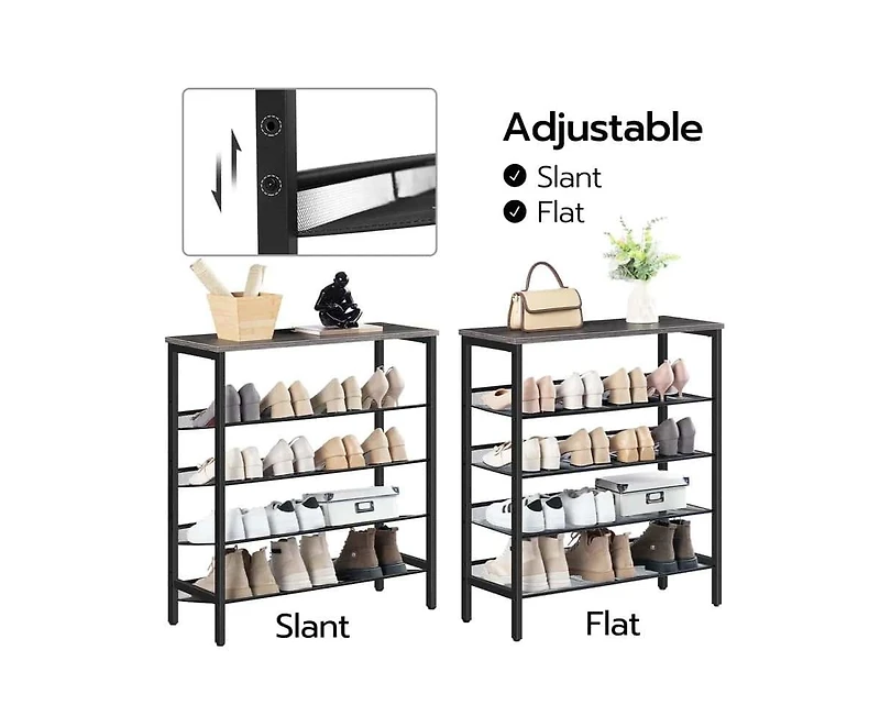 Slickblue Entryway 5-Tier Shoe Rack with Adjustable Shelf Holds 16 Shoes