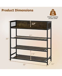 Slickblue 4-Tier Shoe Organizer Shelf with Metal Frame for Bedroom or Hallway