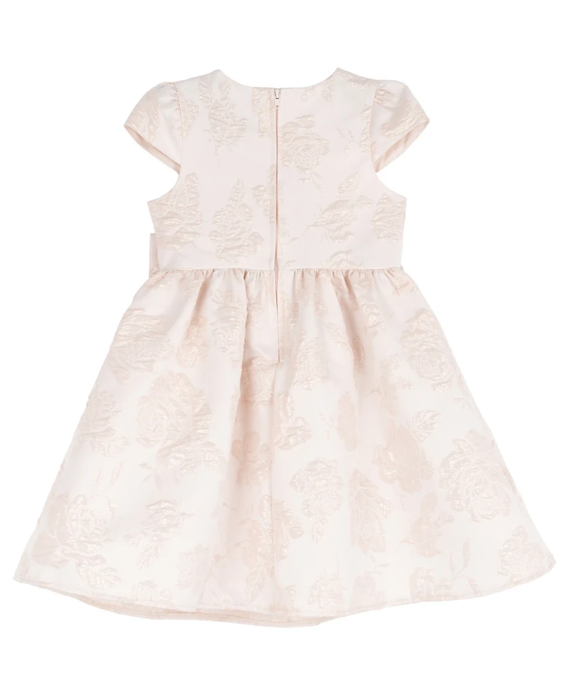 Rare Editions Girls' 2T-6X Brocade Cap Sleeve Beaded Trim Dress