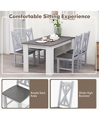 Costway Wooden Dining Chair Set of 2 with Rubber Wood Frame Elegant Hollowed Backrest