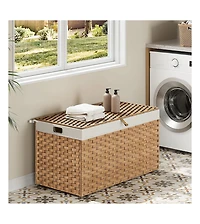 Slickblue Large 42.3 Gallon Storage Basket with Lid and Carry Handles