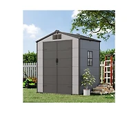 Erommy 6X4 Feet Outdoor Storage Shed, Weather-Resistant Shed With Double Doors and Built-In Floor, Sloped Roof