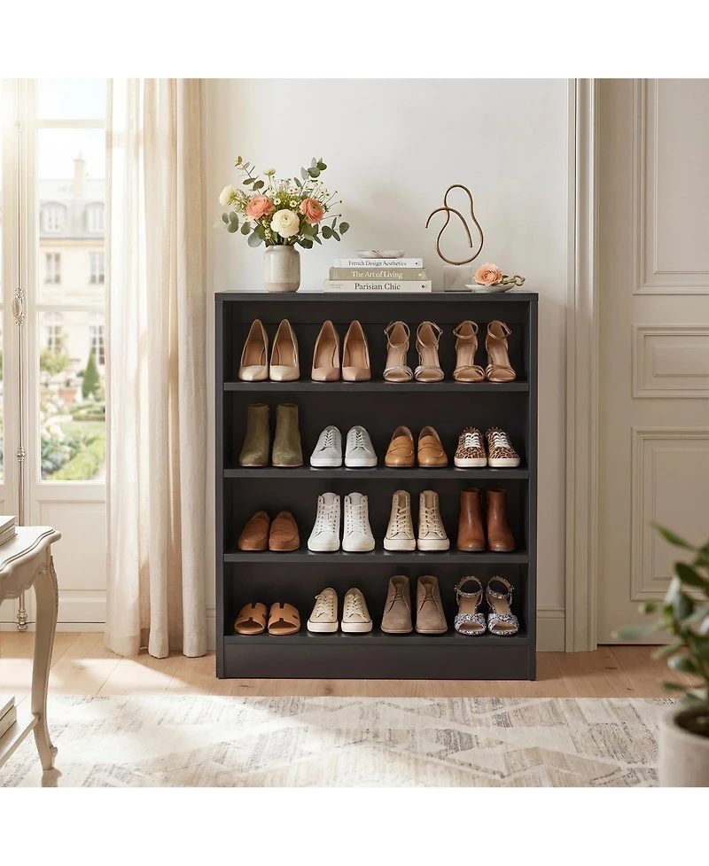 Aheaplus Wooden Shoes Rack Storage Cabinet with Shelves