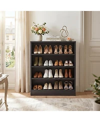 Aheaplus Wooden Shoes Rack Storage Cabinet with Shelves