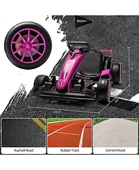 homfan High-Speed 24V Drift Go Kart, Adjustable Seat, Dual Motors, Up to 8.5MPH, Eva Silent Wheels, Max 135lbs