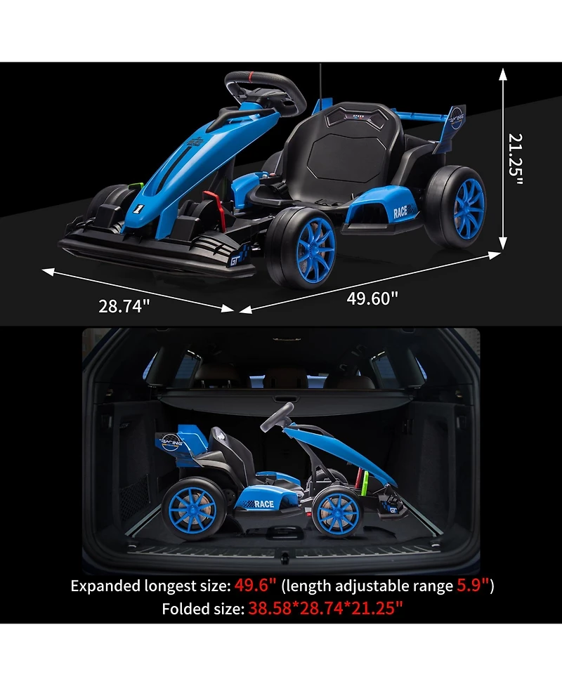 homfan High-Performance 24V Drift Go Kart, Adjustable Seat, Dual 200W Motors, Speeds up to 8.5 Mph, Eva Silent Wheels, Pedals