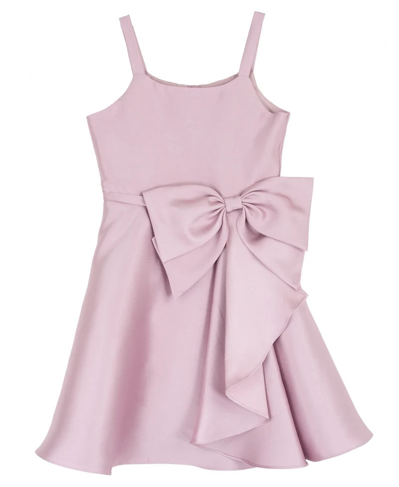 Rare Editions Girls' 7-14 Solid Mikado Cascade Bow Hi-Low Dress