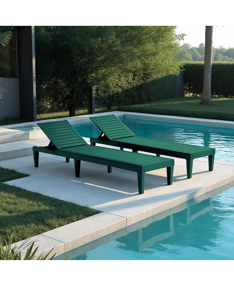 Nestl Set of Adjustable and Waterproof Outdoor Patio Chaise Lounge Chairs