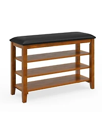 Slickblue Entryway Shoe Bench 3-Tier with Soft Cushion and Storage