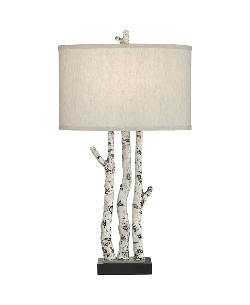 John Timberland Woodland 30" Tall Faux Birch Tree Large Farmhouse Rustic End Table Lamp Single Living Room Bedroom