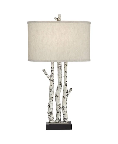 John Timberland Woodland 30" Tall Faux Birch Tree Large Farmhouse Rustic End Table Lamp Single Living Room Bedroom