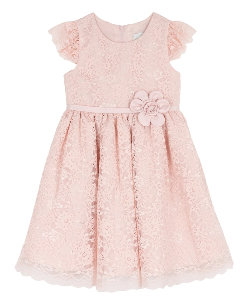 Rare Editions Girls' 2T-6X Lace Flutter Sleeve Dress