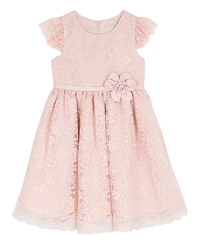 Rare Editions Girls' 2T-6X Lace Flutter Sleeve Dress