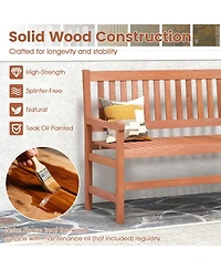 Gymax 44 Inch Outdoor Loveseat Bench 2-Seat Patio Solid Wood Garden Chair with Backrest