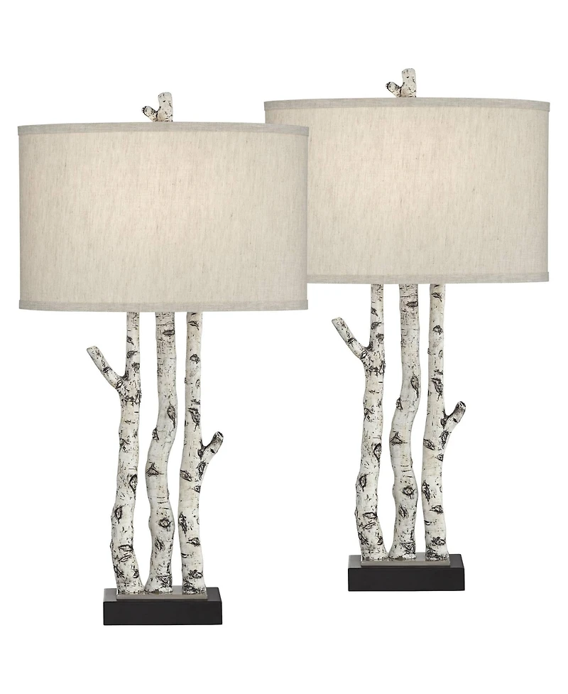 John Timberland White Forest 30 1/4" Tall Faux Birch Tree Large Farmhouse Rustic End Table Lamps Set of 2 Living Room Bedroom
