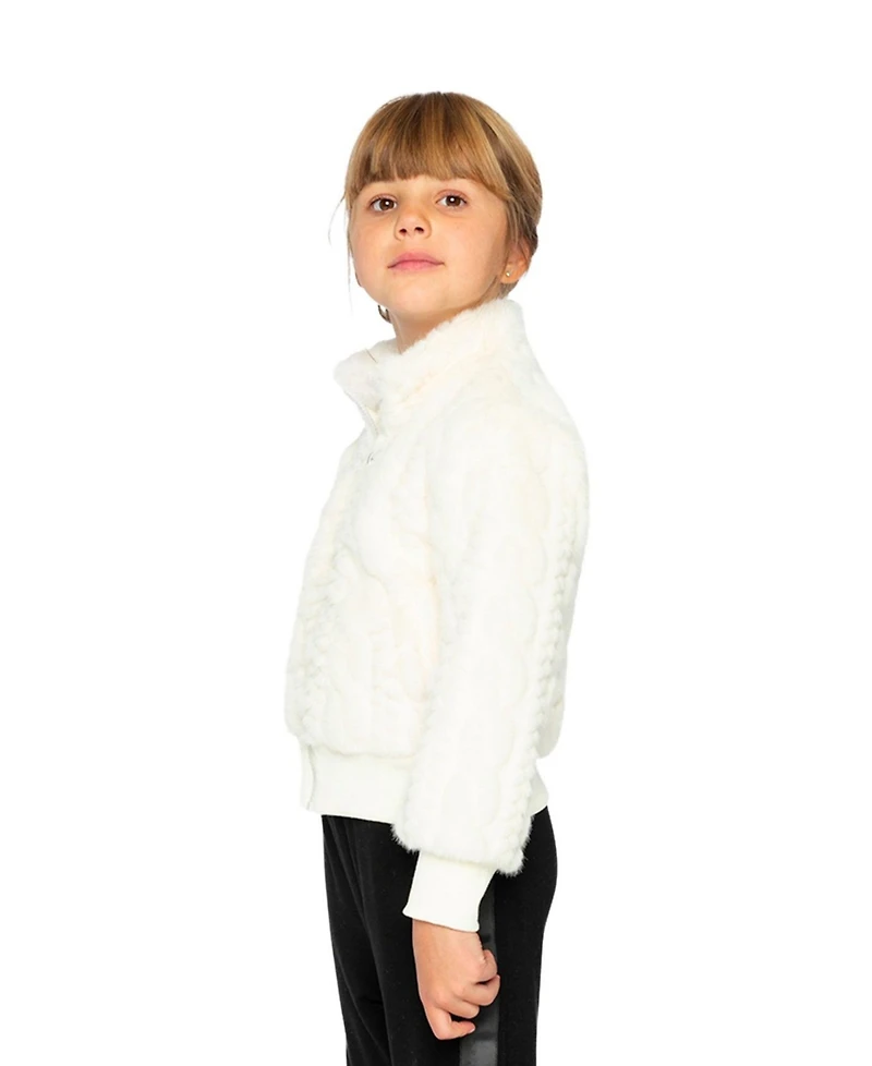 Deux par Deux Toddler Girl Faux Fur Jacquard Jacket