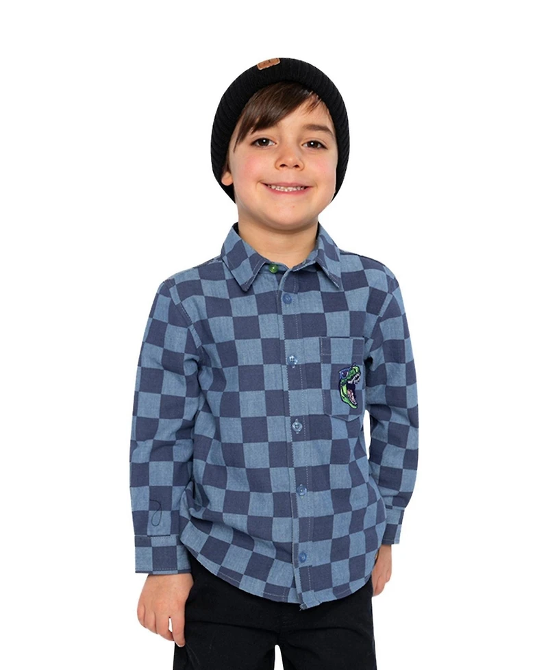 Deux par Toddler Boy Chambray Shirt Checkered Print