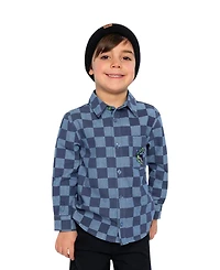Deux par Toddler Boy Chambray Shirt Checkered Print