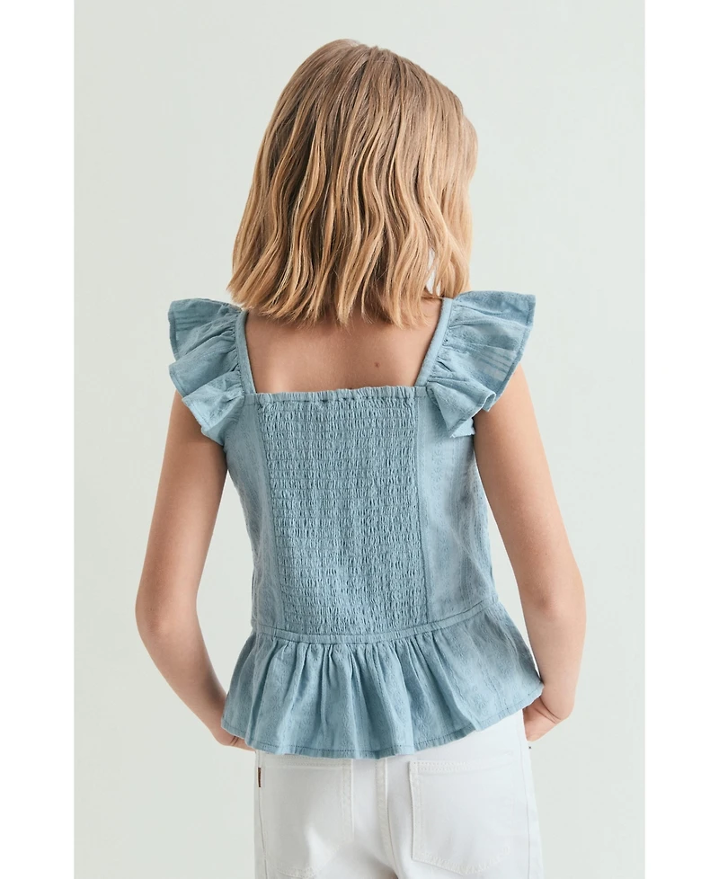 Scalpers Women's Ruched Ruffled Blouse