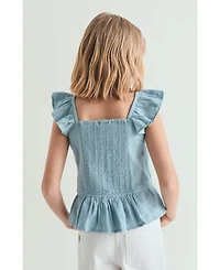 Scalpers Women's Ruched Ruffled Blouse