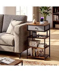 Slickblue Set of 2 Modern Nightstands with Charging Station Storage Drawer
