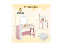Slickblue Kids Vanity Set Princess Makeup Table with Mirror and Chair for Girls