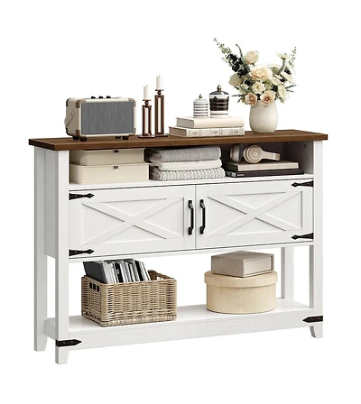 Slickblue Farmhouse Console Table 47.2 Inches with Storage