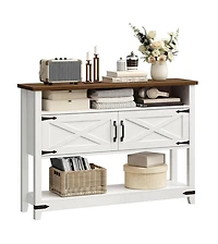 Slickblue Farmhouse Console Table 47.2 Inches with Storage