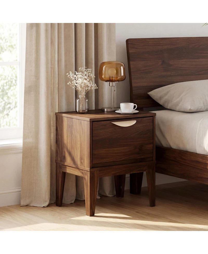 Slickblue Modern Bedroom Nightstand with Drawer and Tapered Feet