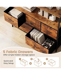 Slickblue Modern Tv Stand Dresser with 5 Fabric Drawer Storage
