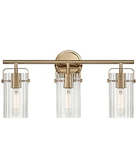 Regency Hill Emerson 22"W Warm Gold Fluted Glass 3-Light Bath Light