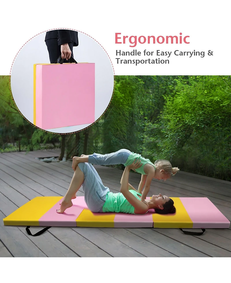 Costway 6'x2'x2.5" 3-Fold Gymnastics Tumbling Mat Yoga Aerobics Gym Exercise Fitness Mat
