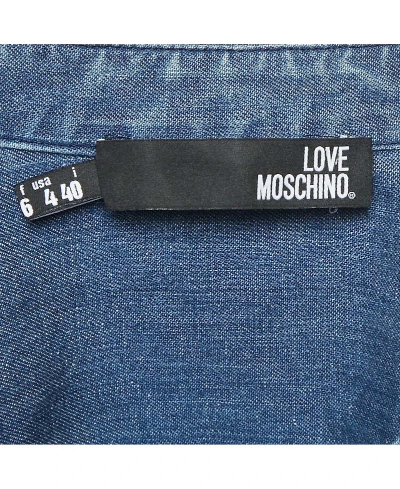 Pre-Owned Love Moschino Women's Beaded Cotton Belted Shirt