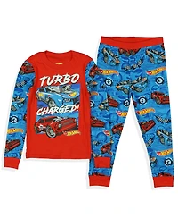 Hot Wheels Boy's Pajamas 3T-5T Toddler Turbo Charged 2PC Tight-Fit Pajama Sleep Set