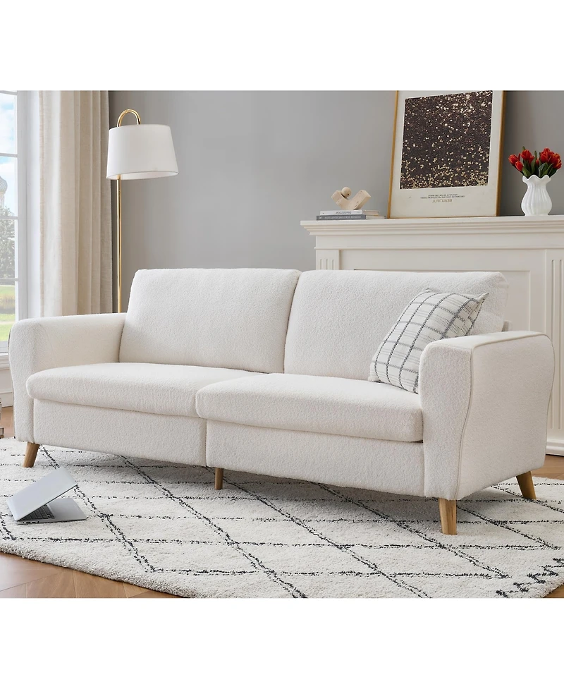 homfan 84" Modern Boucle Sofa Couch – Large 3-Seater Loveseat with Streamlined Wide Armrests, Wooden Feet, Upholstered Comfort for Living Room