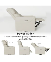 homfan Faux Leather Power Swivel Glider Recliner, High Back with Lumbar Support, Adjustable Footrest and Usb Port for Living Room and Nursery