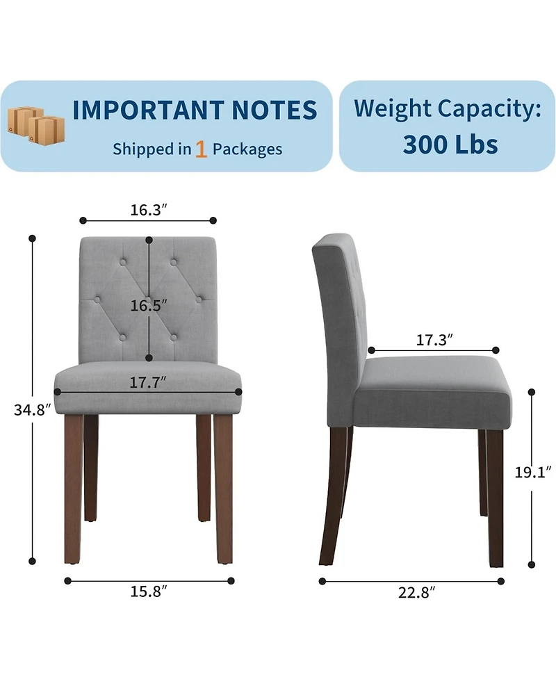 gaomon Upholstered Dining Chairs Set, Farmhouse Fabric Kitchen with High Back, Thickened Cushion, Wooden Legs, Modern Room