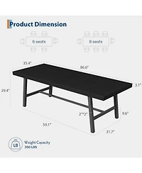 gaomon Industrial 86.61" Long Kitchen Dining Table for Dinner, Kitchen
