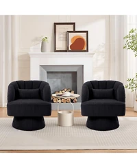 gaomon Modern Corduroy 360degree(s) Swivel Barrel Accent Chair, Striped Upholstered Armchair with Plush Padding for Living Room Bedroom
