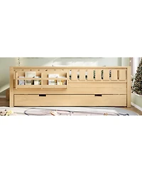 Streamdale Furniture Loft Bed with Bookshelves Staircase Safety Rails and Trundle