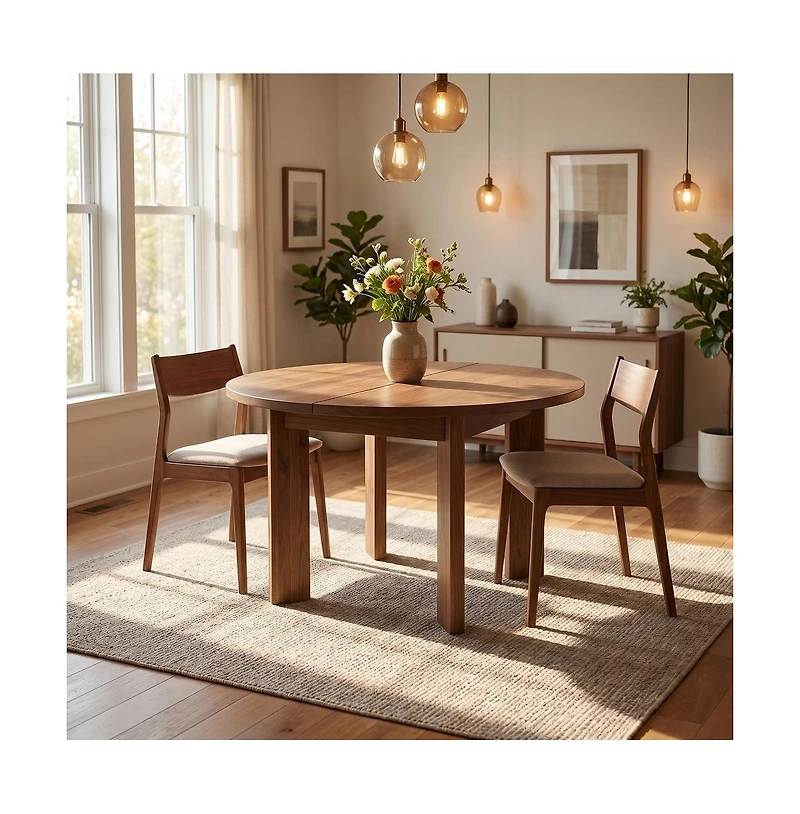 Tribesigns Round Dining Table for 4 People, 39.4- Inch Dining Room Table with Wooden Pedestal Base