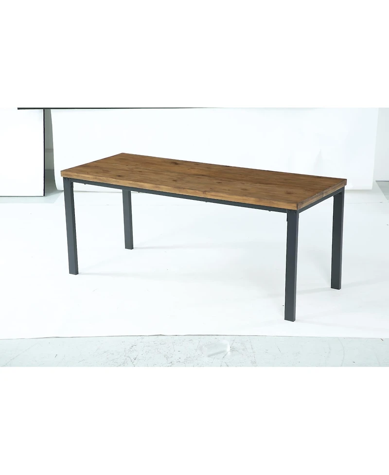 Tribesigns 70" Solid Wood Rectangular Dining Table, Black Metal Frame Farmhouse Kitchen Table for 4-6 Persons