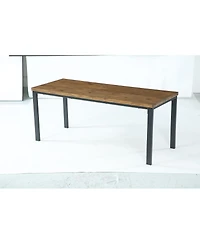 Tribesigns 70" Solid Wood Rectangular Dining Table, Black Metal Frame Farmhouse Kitchen Table for 4-6 Persons