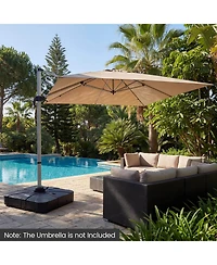 Costway 375 Lbs Outdoor Cantilever Umbrella Base with Wheels for Garden Deck Poolside