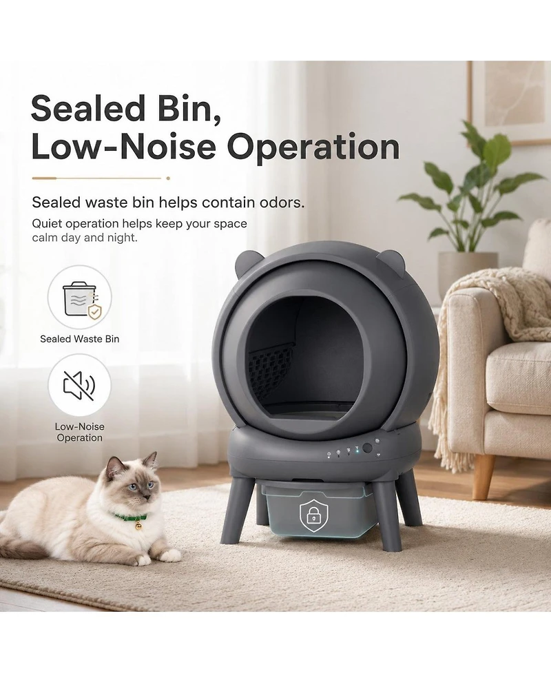 Cumrige Self-Cleaning Cat Litter Box Smart Automatic Litter Box with Cat Litter Mat for Multiple Cats Large Capacity Self-Cleaning Design