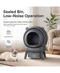 Cumrige Self-Cleaning Cat Litter Box Smart Automatic Litter Box with Cat Litter Mat for Multiple Cats Large Capacity Self-Cleaning Design