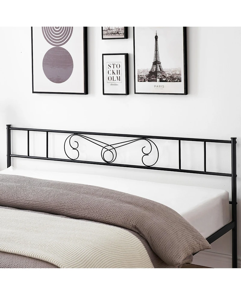 homfan King Metal Bed Frame, Platform Bed with Headboard and Underbed Storage for Bedroom, No Box Spring Needed