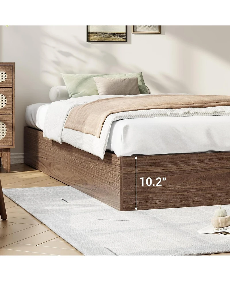 gaomon Wood Platform Bed Frame with 2 Storage Drawers, Wooden Bed Frame Without Headboard, Wood Slat Support, No Box Spring Needed